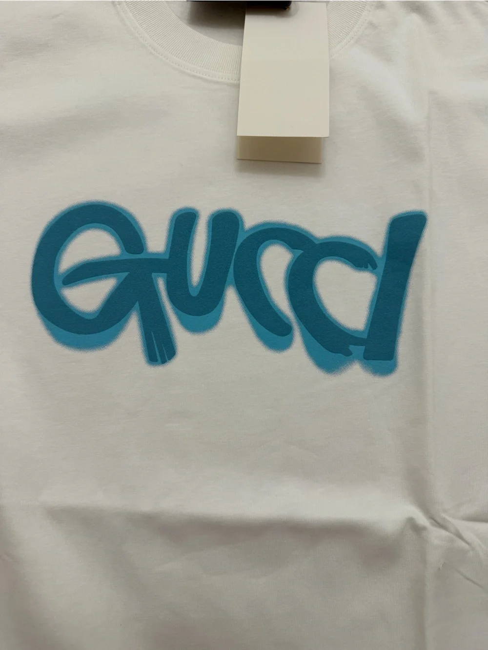 Gucci White Logo T-Shirt Blue Graphic Logo